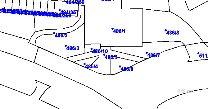 Parcela st. 486/5 v KÚ Bludovice, Katastrální mapa