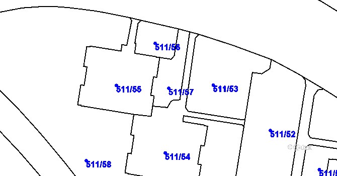 Parcela st. 511/57 v KÚ Bludovice, Katastrální mapa