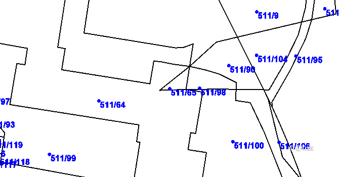 Parcela st. 511/65 v KÚ Bludovice, Katastrální mapa