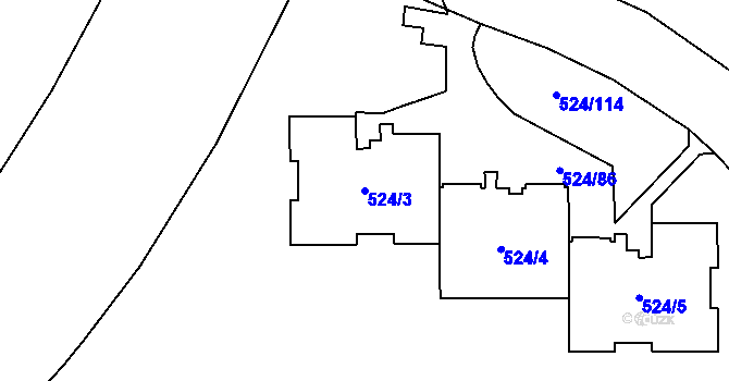 Parcela st. 524/3 v KÚ Bludovice, Katastrální mapa