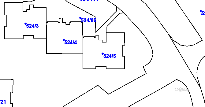 Parcela st. 524/5 v KÚ Bludovice, Katastrální mapa