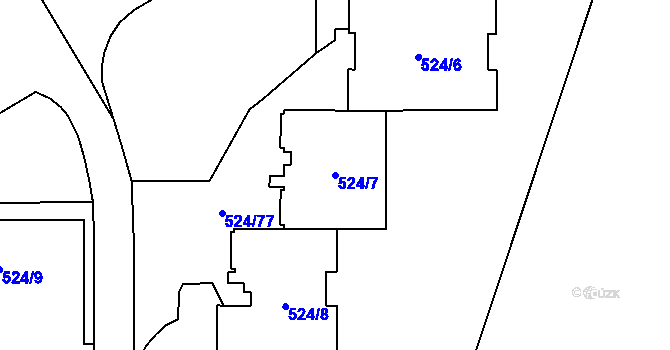 Parcela st. 524/7 v KÚ Bludovice, Katastrální mapa
