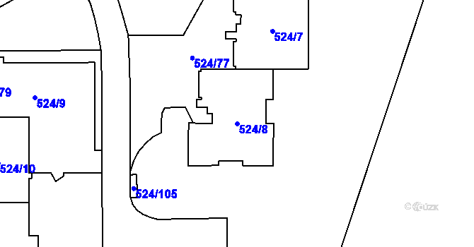 Parcela st. 524/8 v KÚ Bludovice, Katastrální mapa