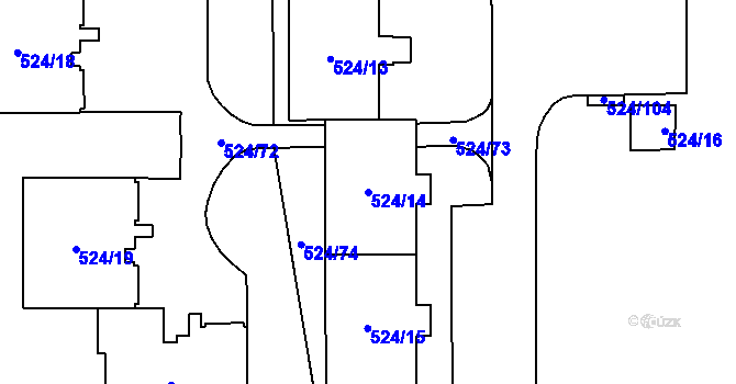 Parcela st. 524/14 v KÚ Bludovice, Katastrální mapa
