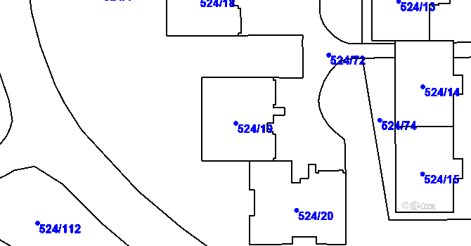 Parcela st. 524/19 v KÚ Bludovice, Katastrální mapa
