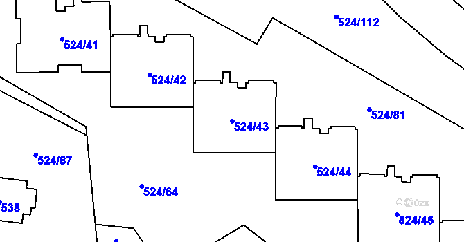 Parcela st. 524/43 v KÚ Bludovice, Katastrální mapa