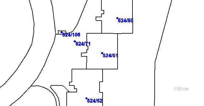 Parcela st. 524/51 v KÚ Bludovice, Katastrální mapa