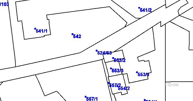 Parcela st. 524/63 v KÚ Bludovice, Katastrální mapa