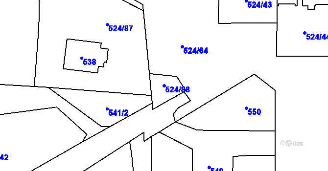 Parcela st. 524/88 v KÚ Bludovice, Katastrální mapa