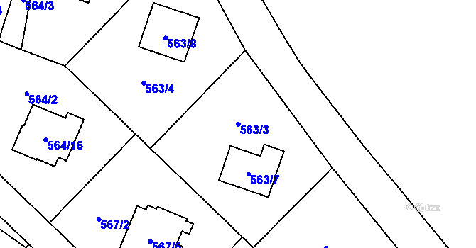 Parcela st. 563/3 v KÚ Bludovice, Katastrální mapa