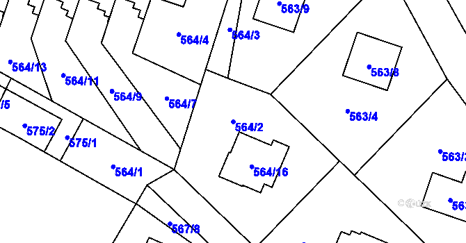 Parcela st. 564/2 v KÚ Bludovice, Katastrální mapa