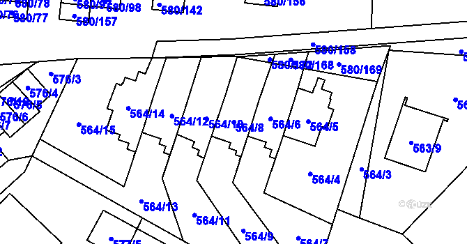 Parcela st. 564/8 v KÚ Bludovice, Katastrální mapa