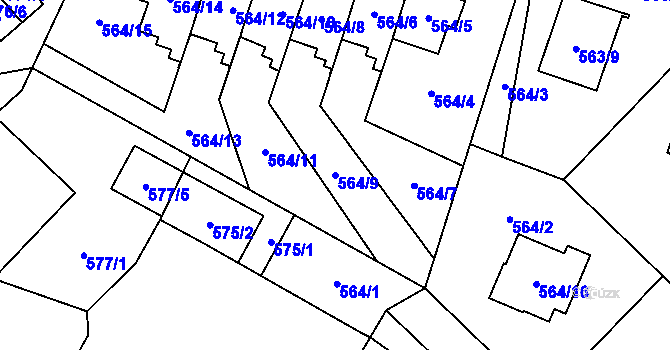 Parcela st. 564/9 v KÚ Bludovice, Katastrální mapa