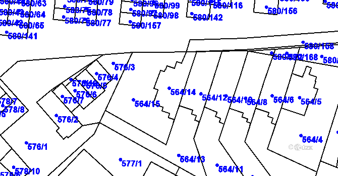 Parcela st. 564/14 v KÚ Bludovice, Katastrální mapa