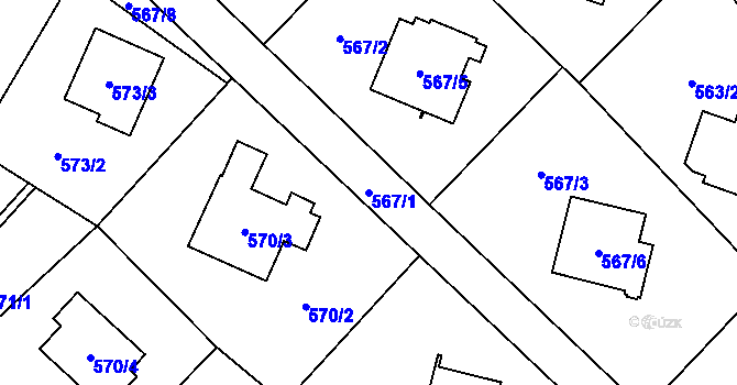 Parcela st. 567/1 v KÚ Bludovice, Katastrální mapa