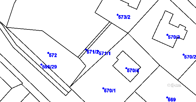 Parcela st. 571/1 v KÚ Bludovice, Katastrální mapa