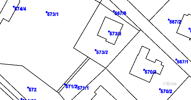 Parcela st. 573/2 v KÚ Bludovice, Katastrální mapa