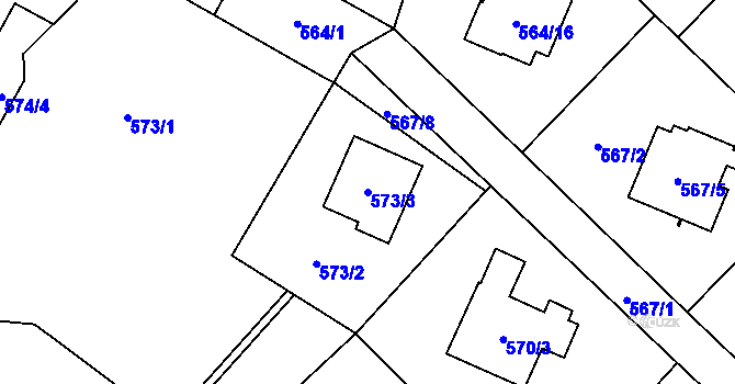 Parcela st. 573/3 v KÚ Bludovice, Katastrální mapa