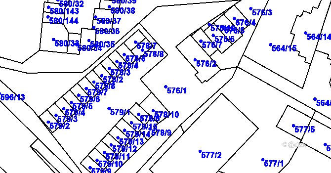 Parcela st. 576/1 v KÚ Bludovice, Katastrální mapa