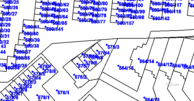 Parcela st. 576/4 v KÚ Bludovice, Katastrální mapa