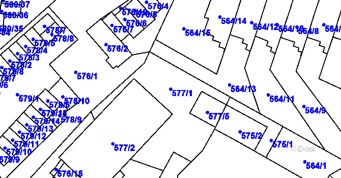 Parcela st. 577/1 v KÚ Bludovice, Katastrální mapa
