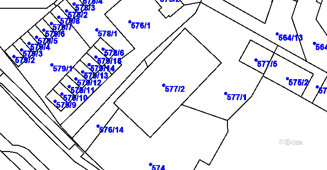 Parcela st. 577/2 v KÚ Bludovice, Katastrální mapa