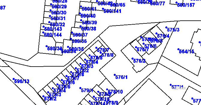 Parcela st. 578/8 v KÚ Bludovice, Katastrální mapa