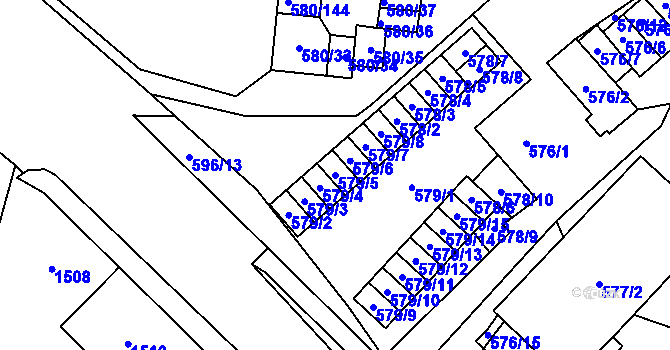 Parcela st. 579/5 v KÚ Bludovice, Katastrální mapa
