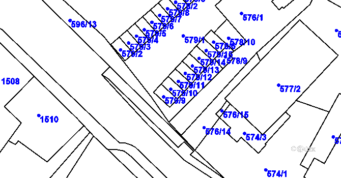 Parcela st. 579/10 v KÚ Bludovice, Katastrální mapa