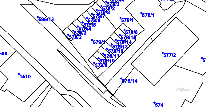 Parcela st. 579/11 v KÚ Bludovice, Katastrální mapa