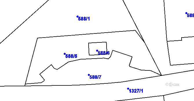 Parcela st. 588/6 v KÚ Bludovice, Katastrální mapa