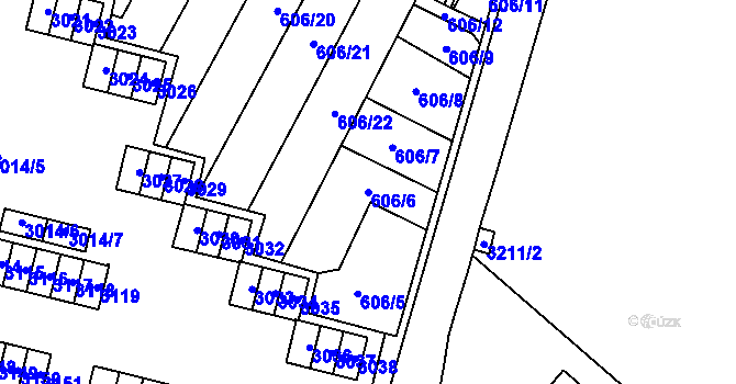 Parcela st. 606/6 v KÚ Bludovice, Katastrální mapa