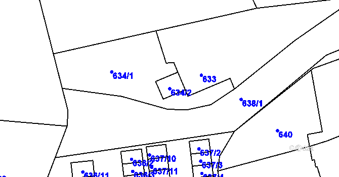 Parcela st. 634/2 v KÚ Bludovice, Katastrální mapa