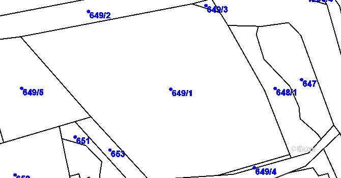 Parcela st. 649/1 v KÚ Bludovice, Katastrální mapa