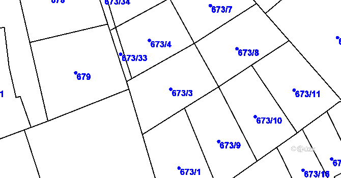 Parcela st. 673/3 v KÚ Bludovice, Katastrální mapa