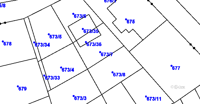 Parcela st. 673/7 v KÚ Bludovice, Katastrální mapa