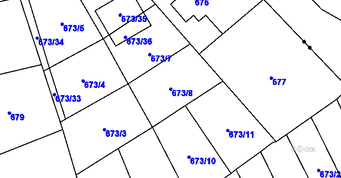 Parcela st. 673/8 v KÚ Bludovice, Katastrální mapa
