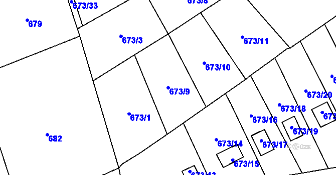 Parcela st. 673/9 v KÚ Bludovice, Katastrální mapa
