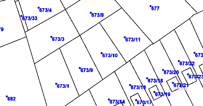 Parcela st. 673/10 v KÚ Bludovice, Katastrální mapa