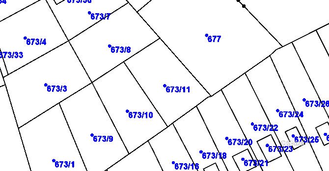 Parcela st. 673/11 v KÚ Bludovice, Katastrální mapa