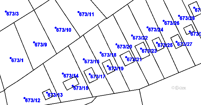 Parcela st. 673/18 v KÚ Bludovice, Katastrální mapa