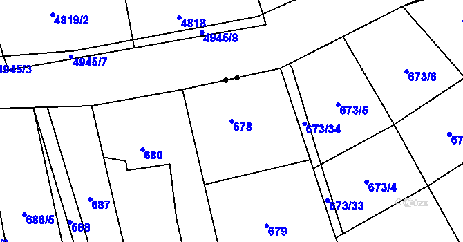 Parcela st. 678 v KÚ Bludovice, Katastrální mapa