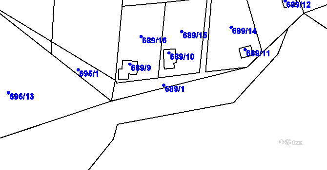 Parcela st. 689/1 v KÚ Bludovice, Katastrální mapa