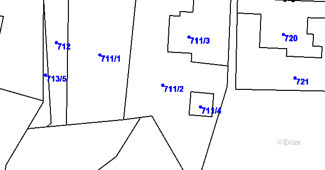Parcela st. 711/2 v KÚ Bludovice, Katastrální mapa