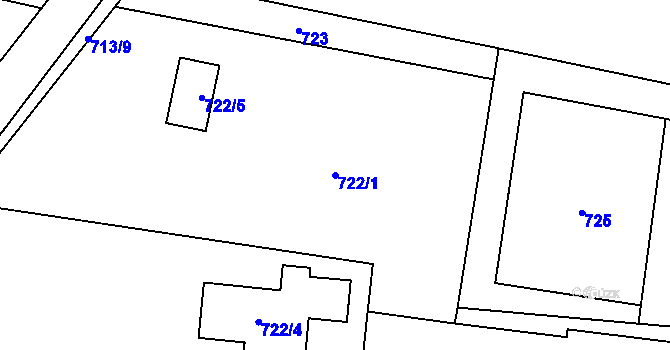Parcela st. 722/1 v KÚ Bludovice, Katastrální mapa