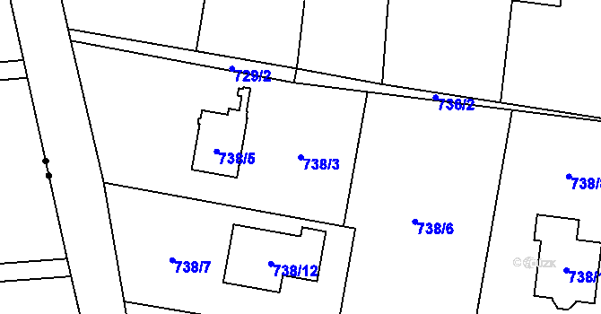 Parcela st. 738/3 v KÚ Bludovice, Katastrální mapa