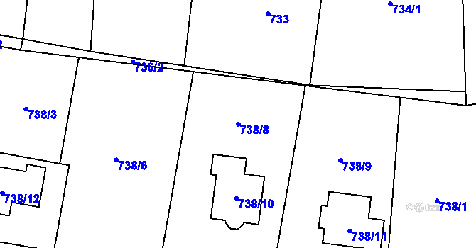 Parcela st. 738/8 v KÚ Bludovice, Katastrální mapa