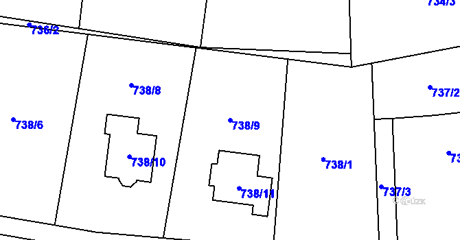 Parcela st. 738/9 v KÚ Bludovice, Katastrální mapa