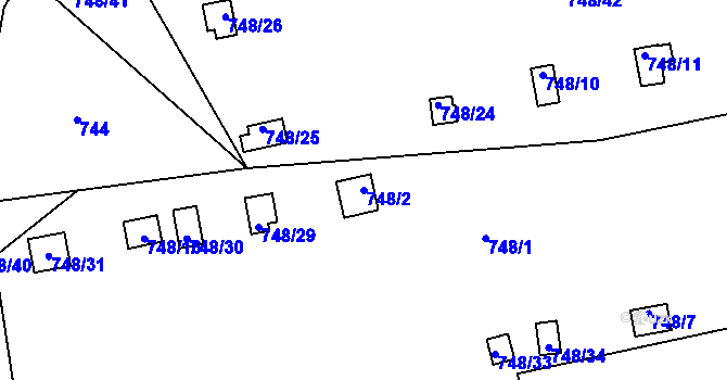 Parcela st. 748/2 v KÚ Bludovice, Katastrální mapa