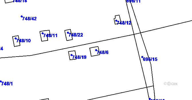 Parcela st. 748/6 v KÚ Bludovice, Katastrální mapa